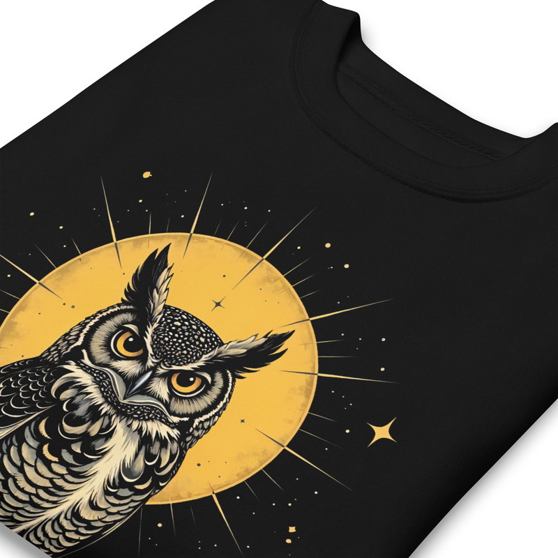 Vintage Celestial Owl Graphic Unisex Premium Sweatshirt 2