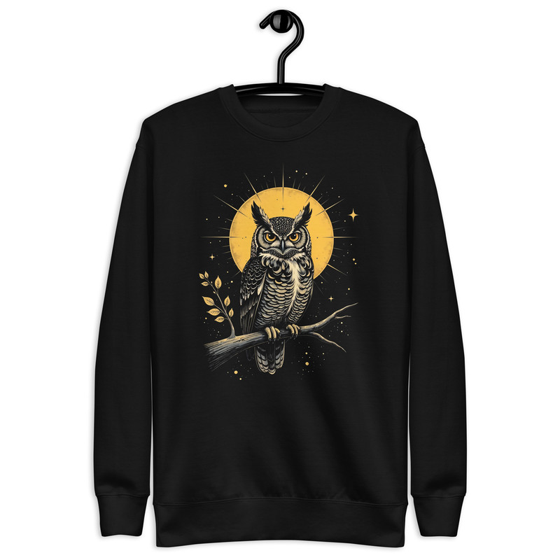 Vintage Celestial Owl Graphic Unisex Premium Sweatshirt 11