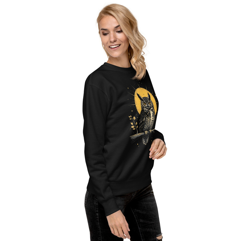 Vintage Celestial Owl Graphic Unisex Premium Sweatshirt 3