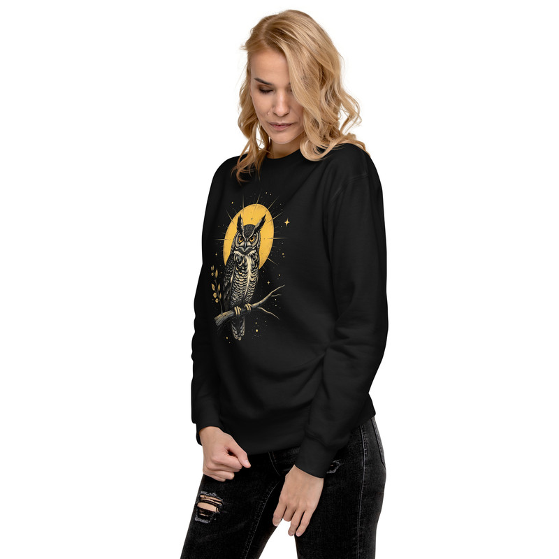 Vintage Celestial Owl Graphic Unisex Premium Sweatshirt 7