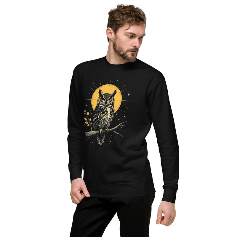 Vintage Celestial Owl Graphic Unisex Premium Sweatshirt 8