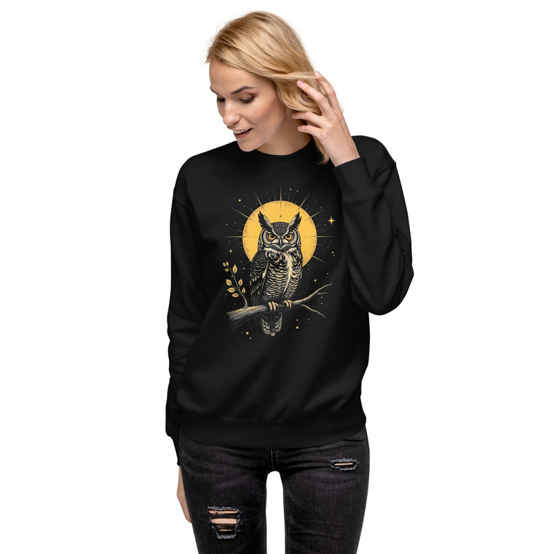 Vintage Celestial Owl Graphic Unisex Premium Sweatshirt 12