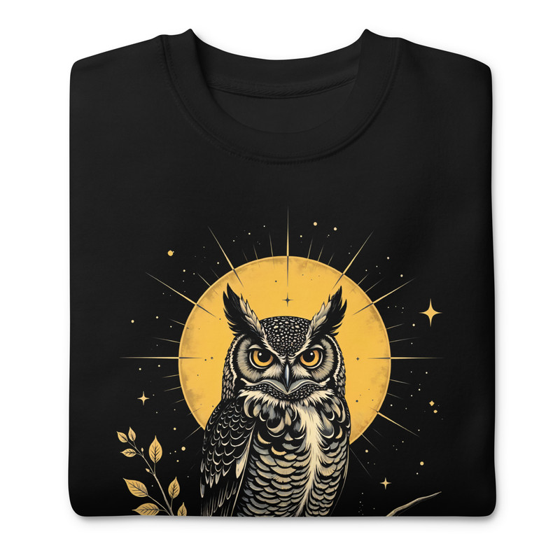 Vintage Celestial Owl Graphic Unisex Premium Sweatshirt 14