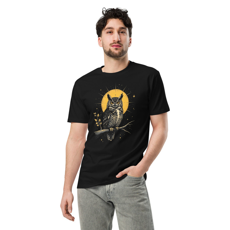 Vintage Celestial Owl Graphic Tee Unisex Premium Tshirt 4