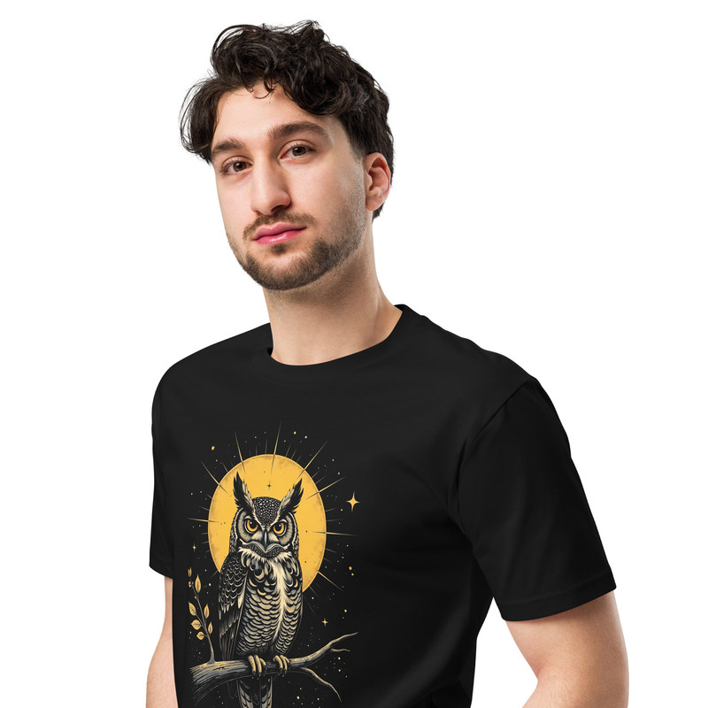 Vintage Celestial Owl Graphic Tee Unisex Premium Tshirt 10