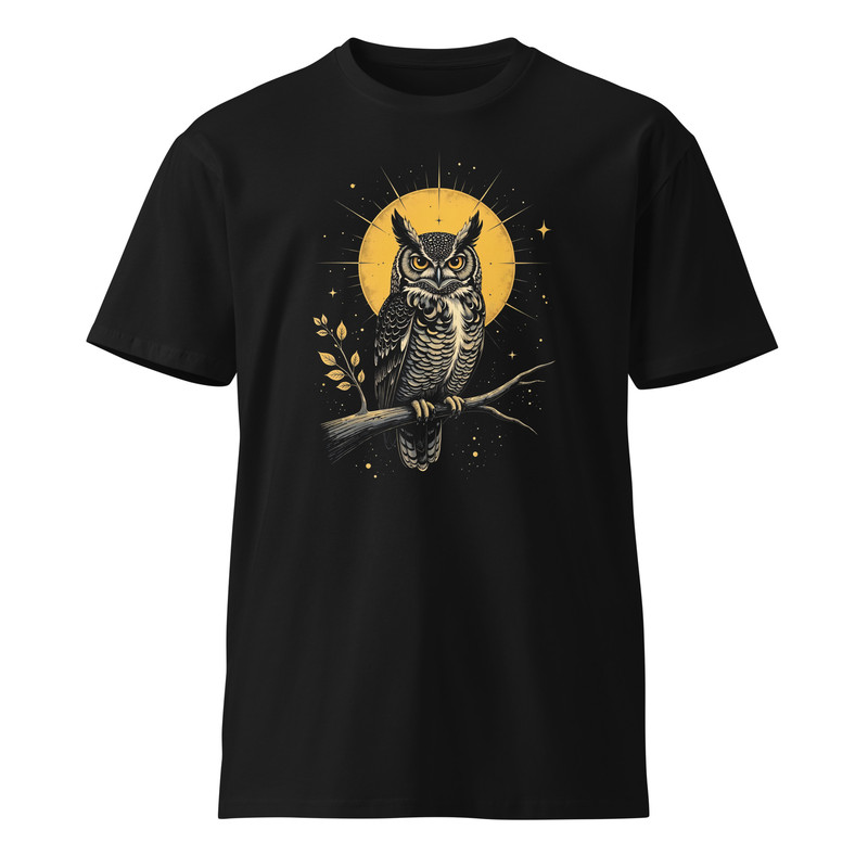 Vintage Celestial Owl Graphic Tee Unisex Premium Tshirt 8
