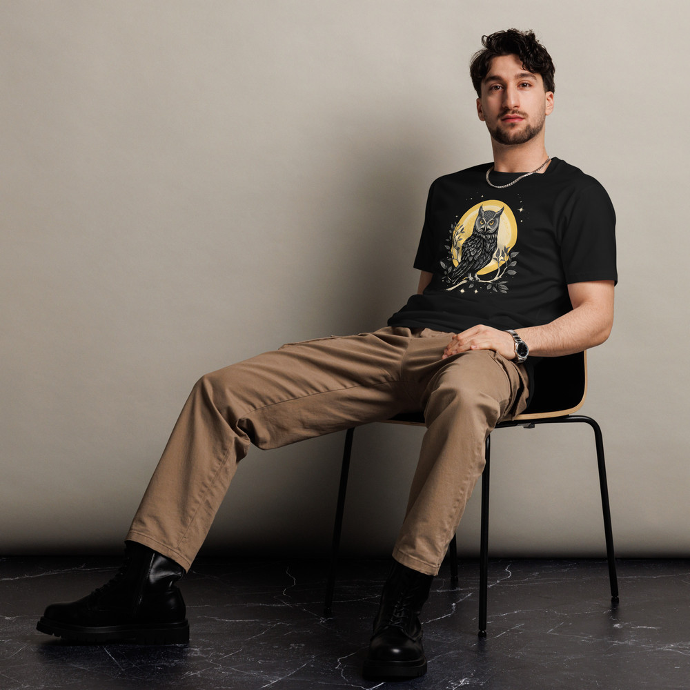 Vintage Celestial Owl Graphic Tee Unisex Premium Tshirt 5
