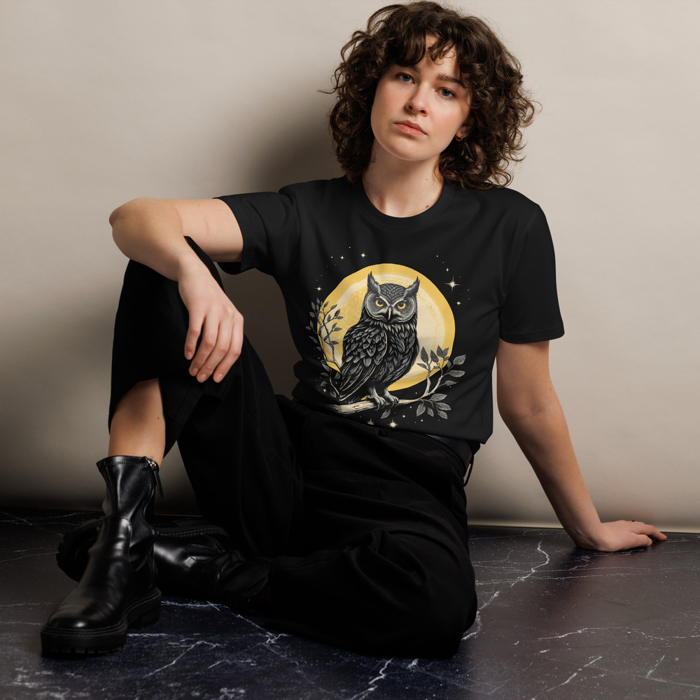 Vintage Celestial Owl Graphic Tee Unisex Premium Tshirt 7