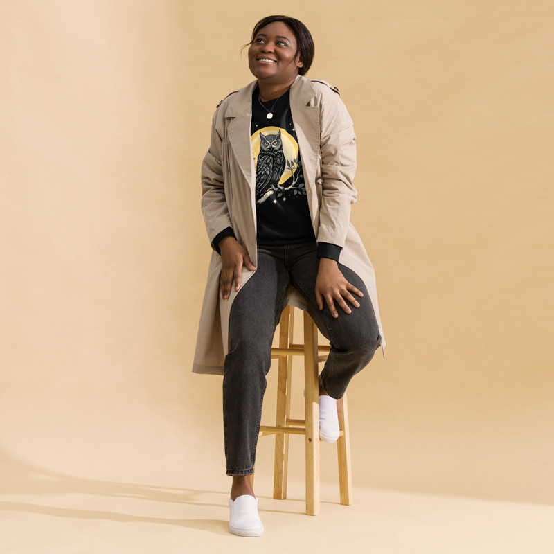 Vintage Celestial Owl Graphic Sweatshirt Unisex Premium Sweatshirt 4