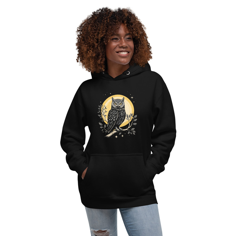 Vintage Celestial Owl Graphic Hoodie Unisex Hoodie 8