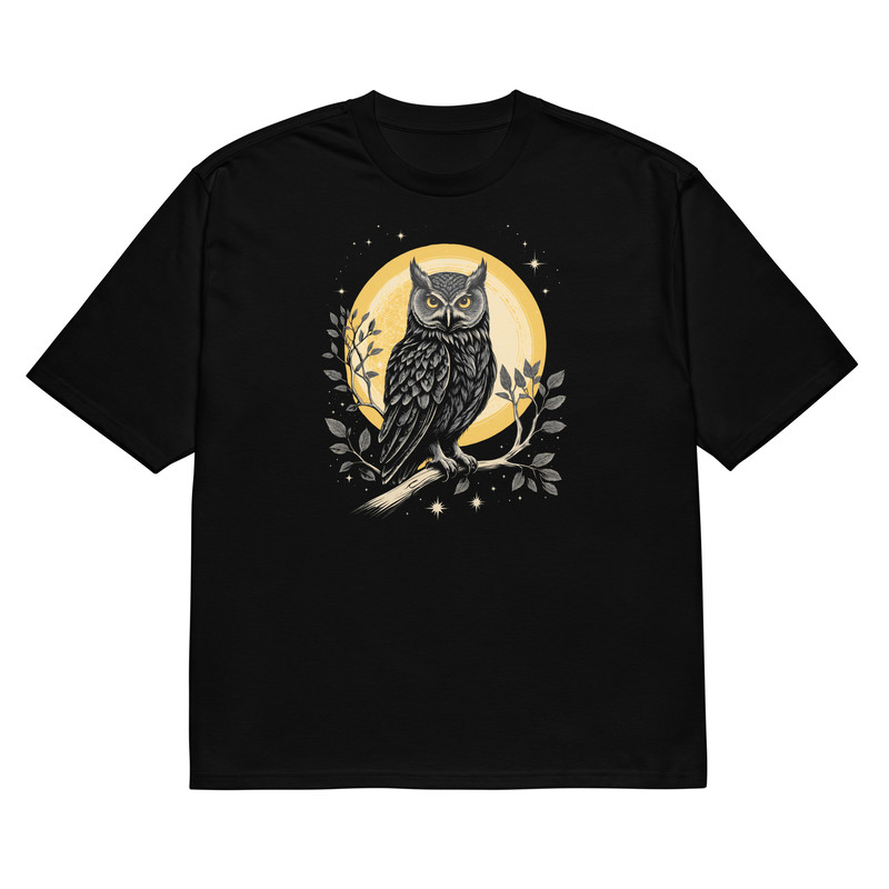 Vintage Celestial Owl Graphic Oversized Heavyweight Tshirt 2