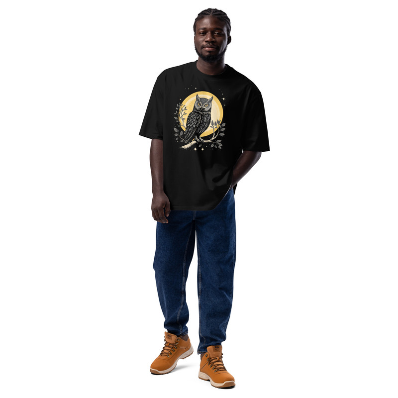 Vintage Celestial Owl Graphic Oversized Heavyweight Tshirt 4