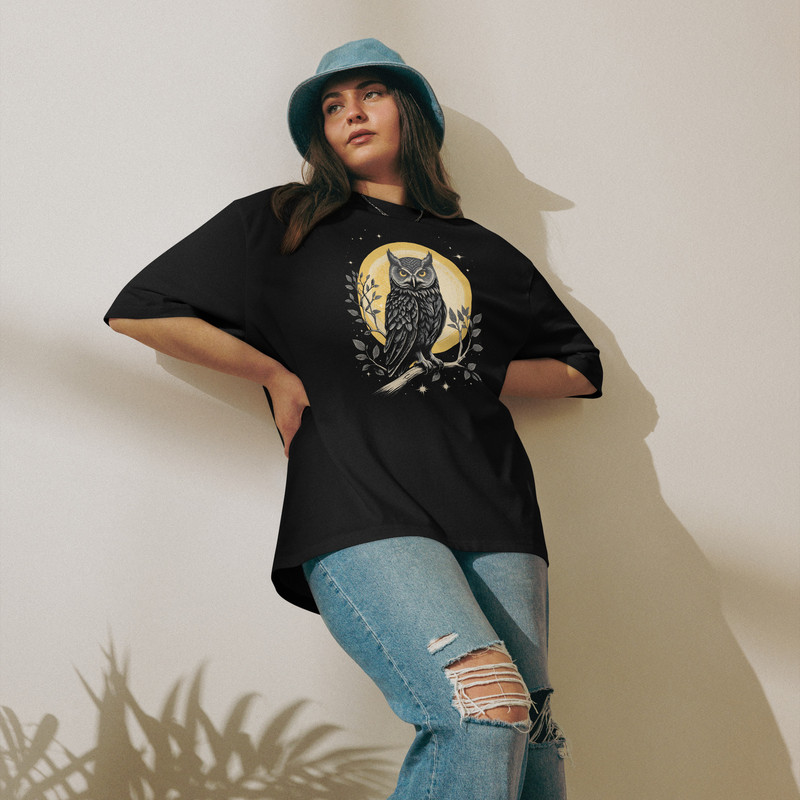 Vintage Celestial Owl Graphic Oversized Heavyweight Tshirt 5