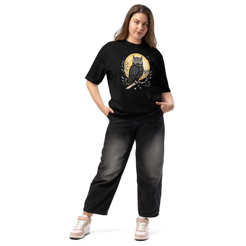 Vintage Celestial Owl Graphic Oversized Heavyweight Tshirt 6