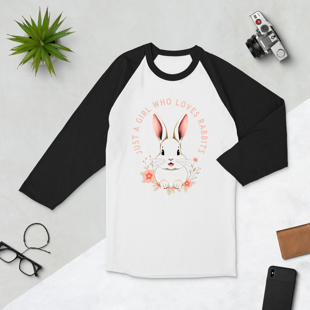 Just A Girl Who Loves Rabbits 34 Sleeve Raglan Shirt 4