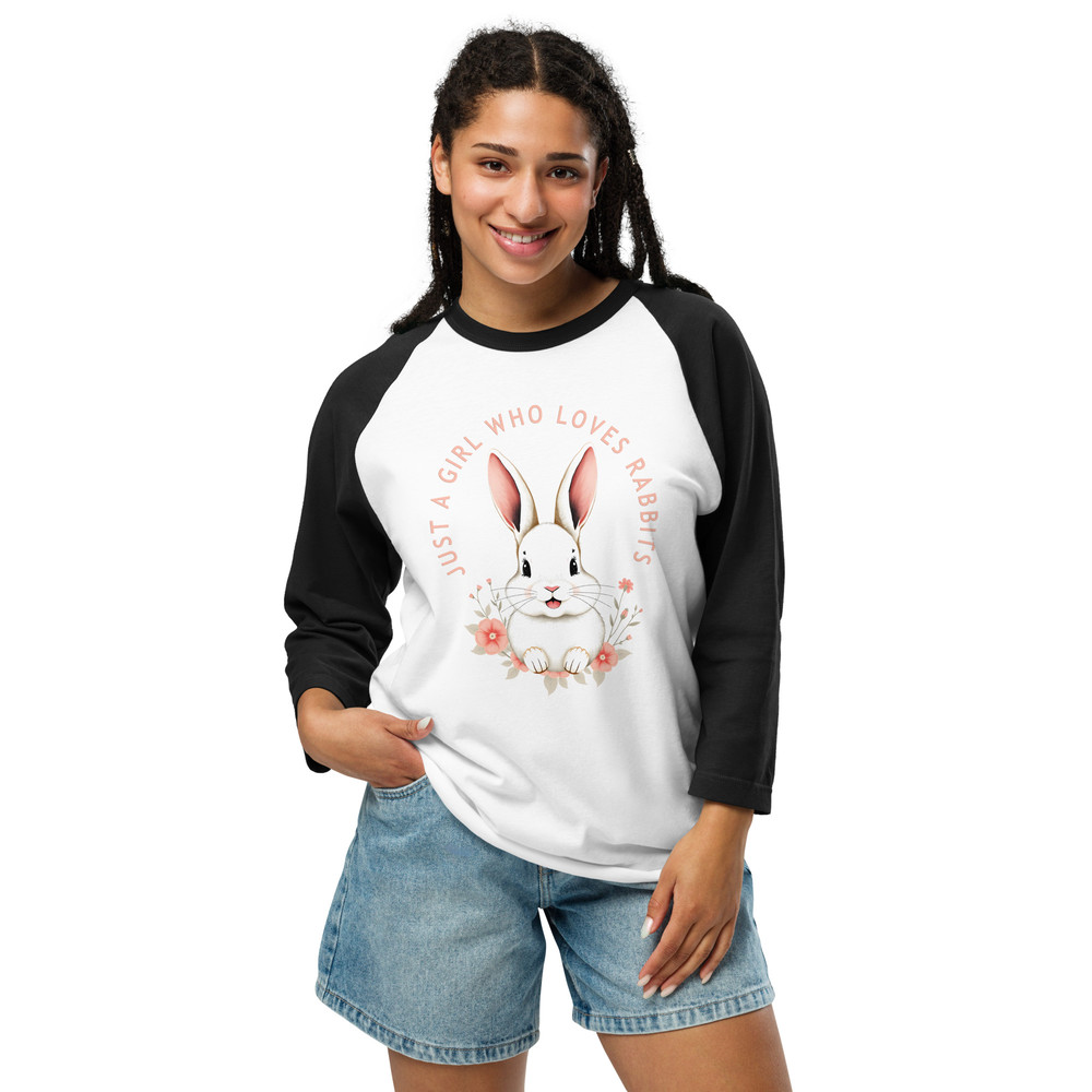 Just A Girl Who Loves Rabbits 34 Sleeve Raglan Shirt 5