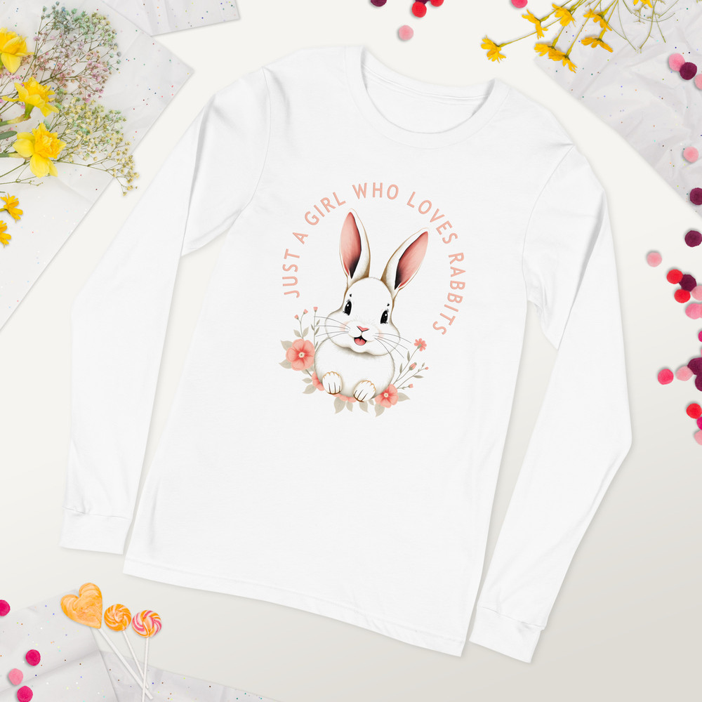 Just A Girl Who Loves Rabbits Unisex Long Sleeve Tee 8