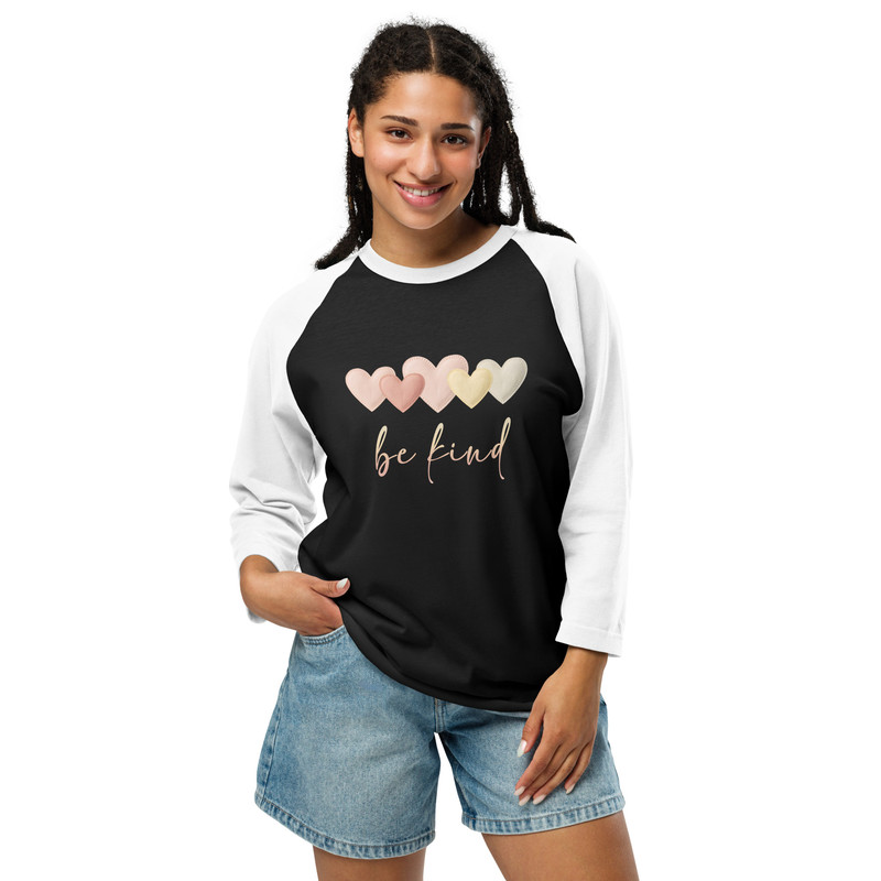 Be Kind Heart 34 Sleeve Raglan Shirt 0