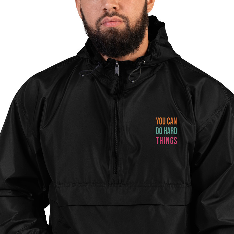 You Can Do Hard Things Embroidered Champion Packable Jacket 5