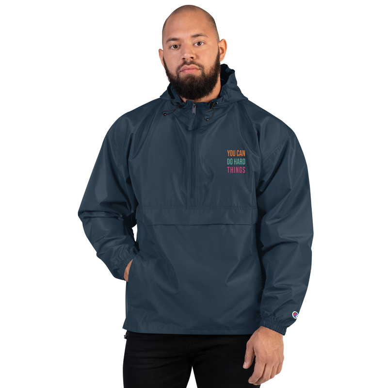 You Can Do Hard Things Embroidered Champion Packable Jacket 10