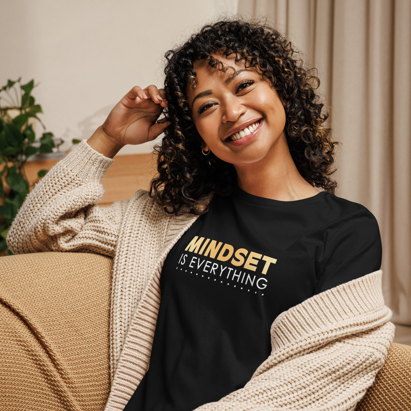 Womens Relaxed TShirt Mindset Is Everything Positive Vibes Tee Inspirational Shirt Motivational Gra 0