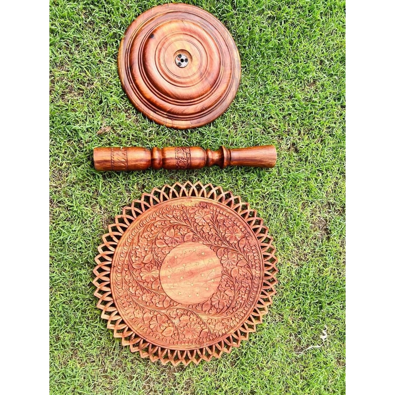 Handmade Round Coffee Table Wooden Carved Table Solid Wood Coffee Table Circle Coffee Room Table 1