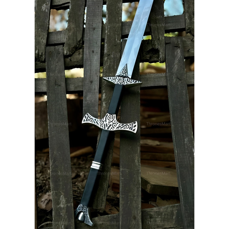 Skyrim Sword Replica Two Handed Dragonborn Elder Scroll Battle Ready Double Edge 2