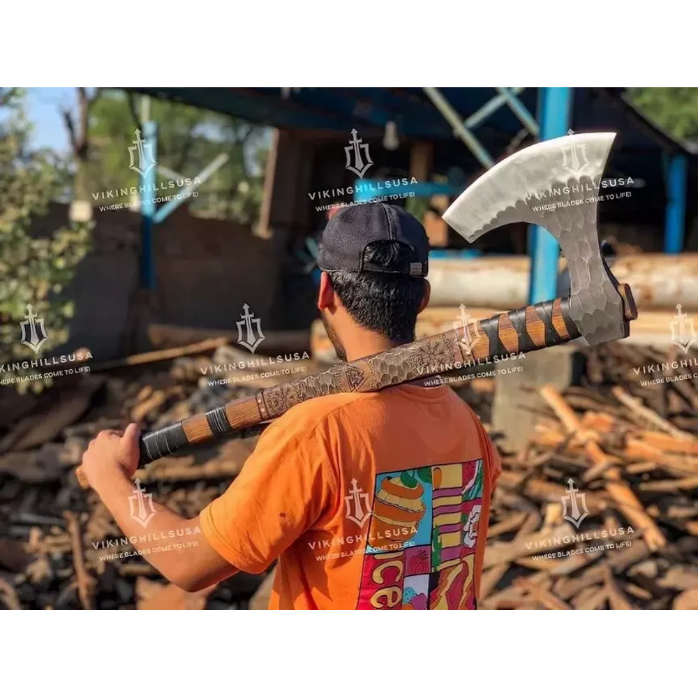 Beautiful Handmade Viking Axe Custom Norse Axe Christmas Gift Camping Axe Ragnar 0
