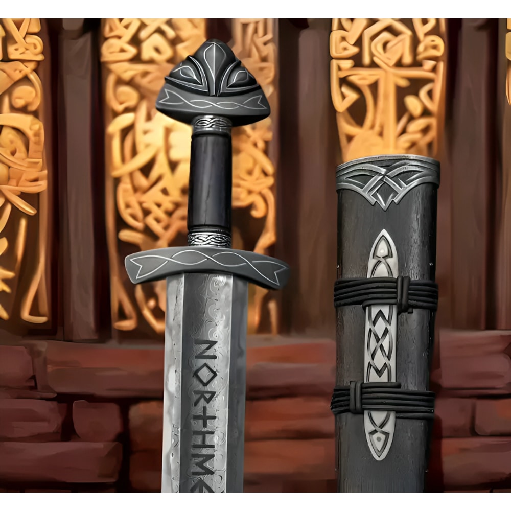 Hand Forged Damascus Steel Viking Battle Ready SwordGifts For Father WScabbard 0