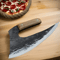 Axe Pizza Cutter Viking Handmade Steel Custom Carbon Hand Cutting Leather Sheath 4
