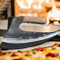 Axe Pizza Cutter Viking Handmade Steel Custom Carbon Hand Cutting Leather Sheath 1