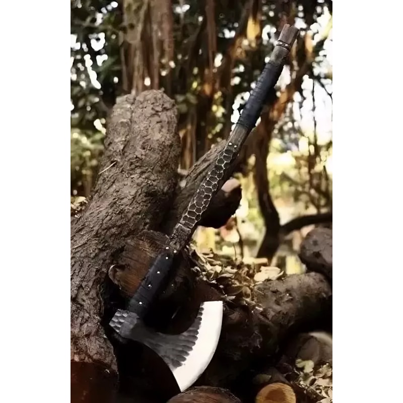 Two Handed Berserker Axe Hand Forged Norse Axe Scandinavian Viking Bearded Axe 0