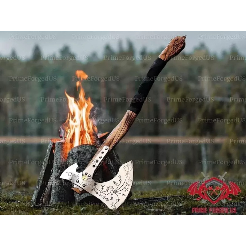 New Edition Leviathan Axe Hand Forged God Of War Axe Kratos Axe With Sheath 7