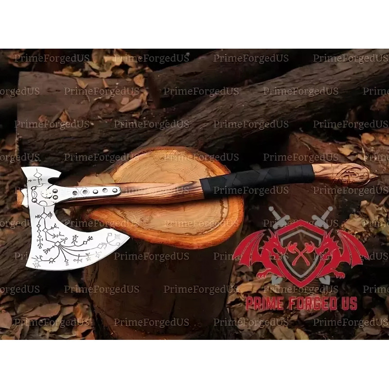 New Edition Leviathan Axe Hand Forged God Of War Axe Kratos Axe With Sheath 4
