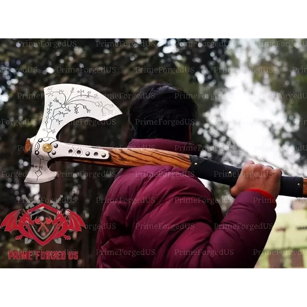 New Edition Leviathan Axe Hand Forged God Of War Axe Kratos Axe With Sheath 3