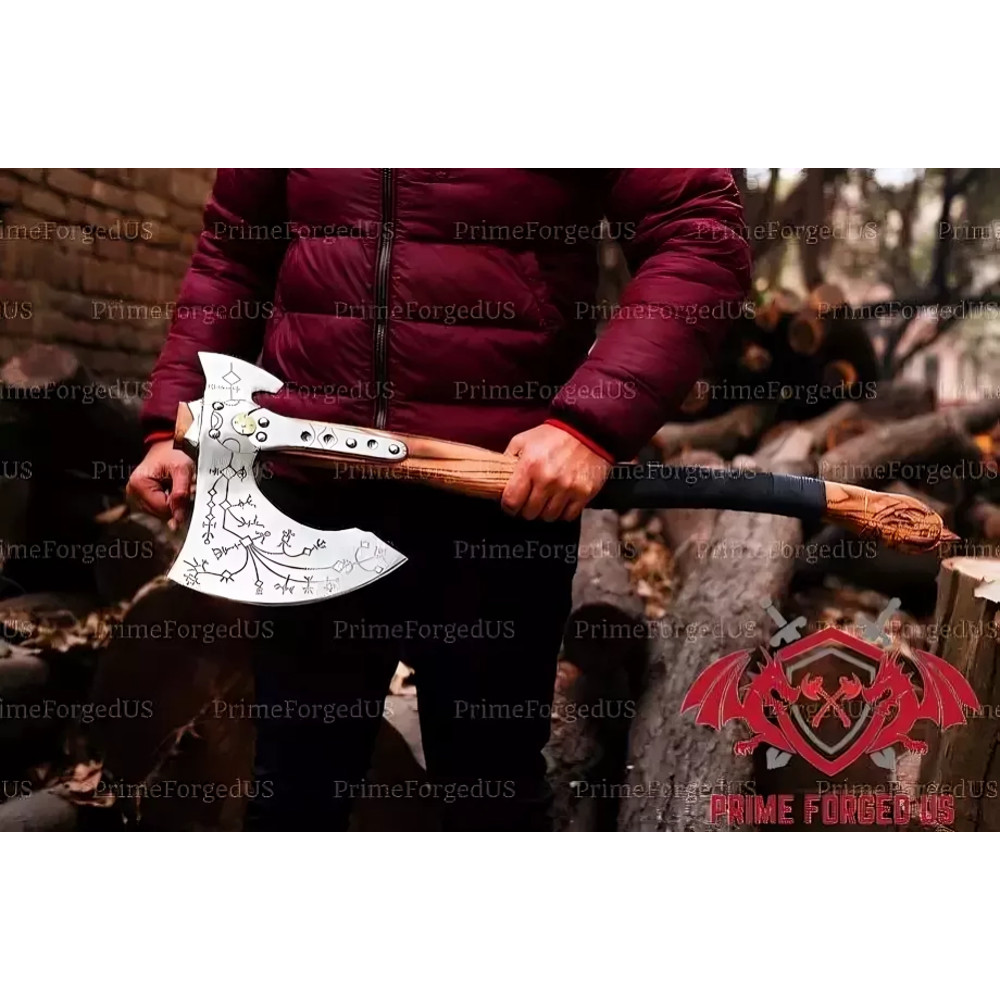 New Edition Leviathan Axe Hand Forged God Of War Axe Kratos Axe With Sheath 1