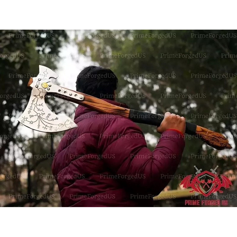 New Edition Leviathan Axe Hand Forged God Of War Axe Kratos Axe With Sheath 0