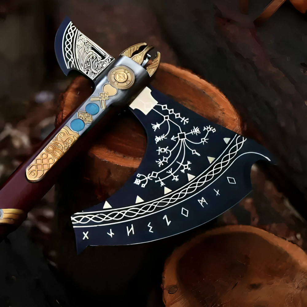 Leviathan Axe Custom God Of War Replica Axe Carbon Steel Viking Axe Kratos Axe 10