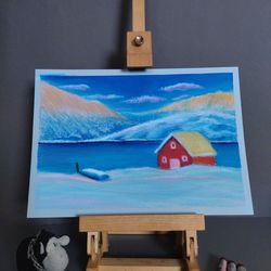 oil pastel artwork "norwegian landscape"