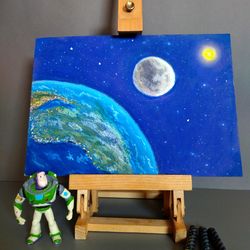 oil pastel painting "the earth and the moon"