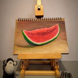 oil pastel painting "slice of watermelon"