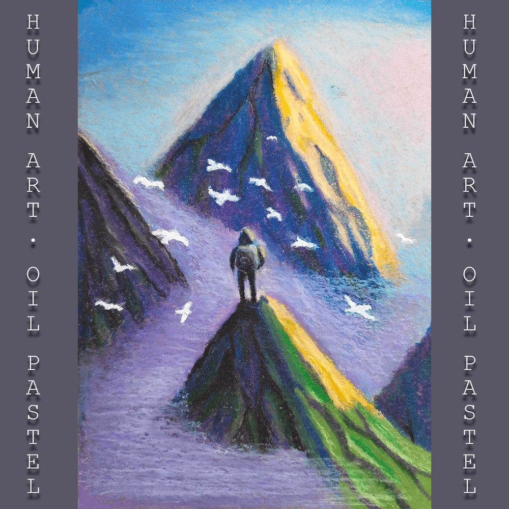 Oil Pastel Painting PNG Mountains In The Clouds 0