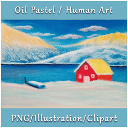 oil pastel painting png "norwegian landscape"