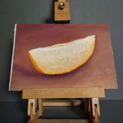 oil pastel painting "slice of sweet melon"
