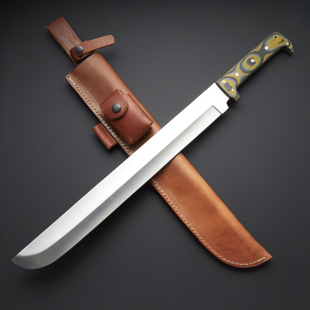CUSTOM HANDMADE PREMIUM HUNTING SWORD WITH D2 TOOL STEEL  LEATHER SHEATH  2