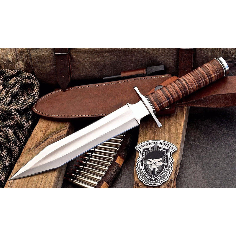 CUSTOM HANDMADE BEAUTIFULL FULL TANG D2 TOOL STEEL HUNTING KNIFE WITH LEATHER SHEATH Gift For Himhe