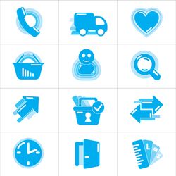 modern blue icon set – 12 unique icons in multiple formats (ai, svg, png, eps, pdf)