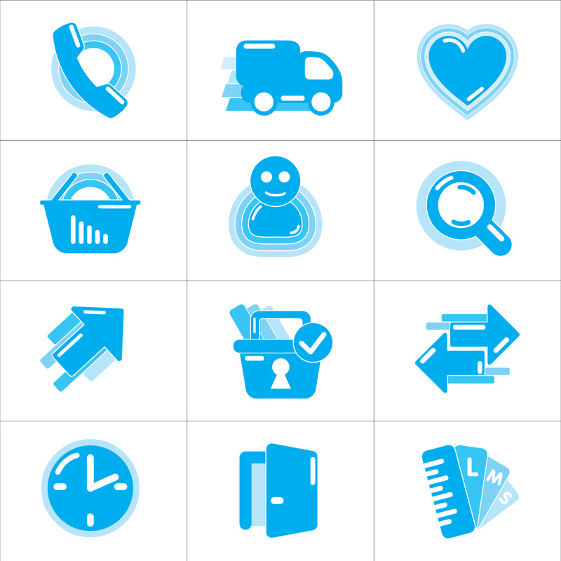 Modern Blue Icon Set 12 Unique Icons In Multiple Formats AI SVG PNG EPS PDF 0