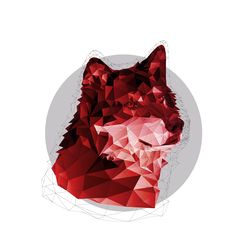 gray wolf portrait - crafted in low poly art, poster, printable, eps, jpg