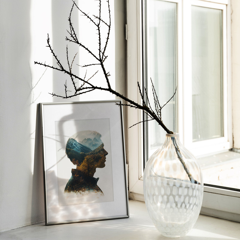 Inner Wilderness Digital Double Exposure Portrait Download Printable Poster Highquality JPEG In